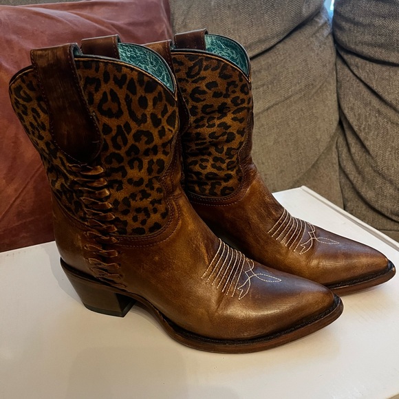 Corral Leopard Print Brown Western Boots - Picture 1 of 4